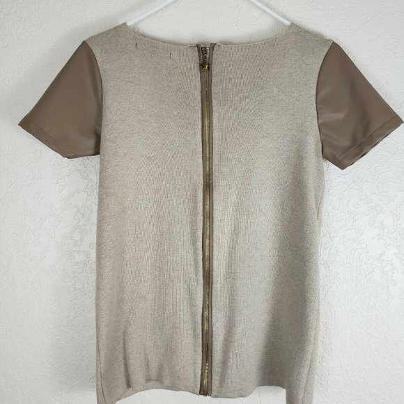 Dilvin Knit Top Full Zip Back Faux Leather - Picture 4 of 8